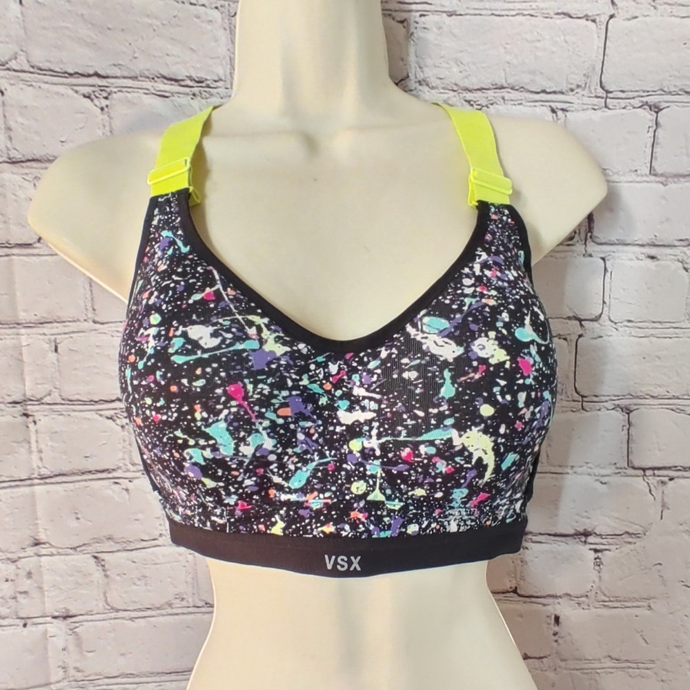 Victoria'a Secret VSX Neon Retro Multi-color Adjustable Sports Bra 32DD